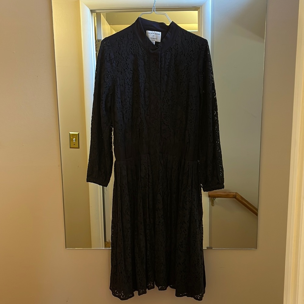 High neck lace Womens midi dress size 16